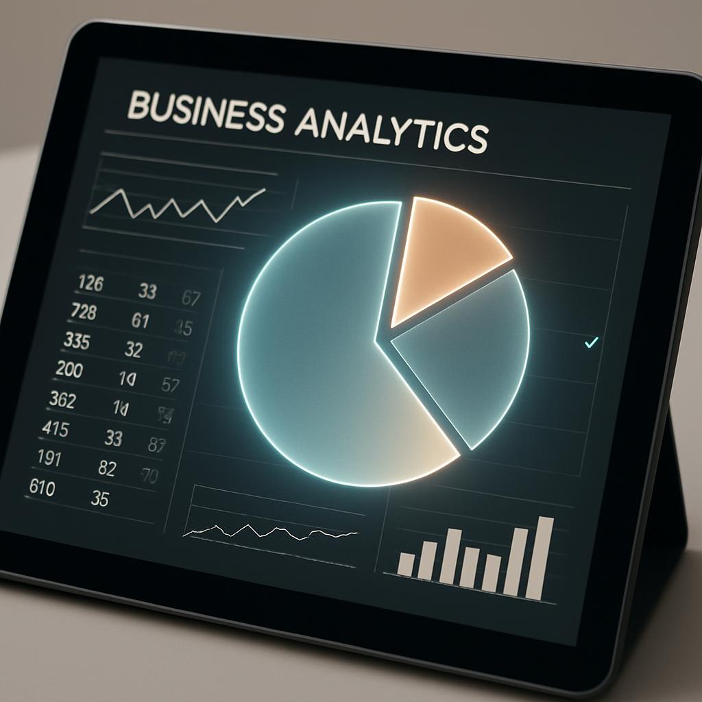 Screen displaying a pie chart and line graph.